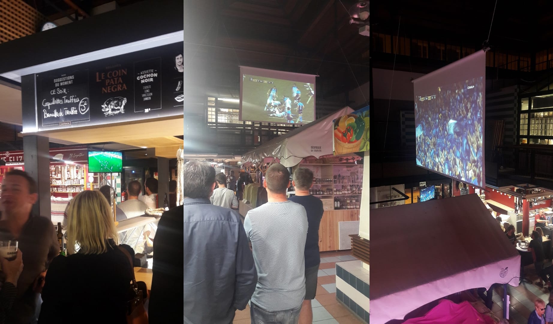 montage écrans halles de bayonne match live supporter rugby finale top 14 ecran geant halle de bayonne canal+ DCI event
